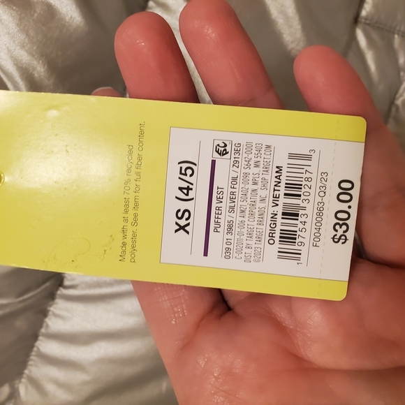 🍁New Silver Puffer Vest Size XS (4-5) - Picture 4 of 6